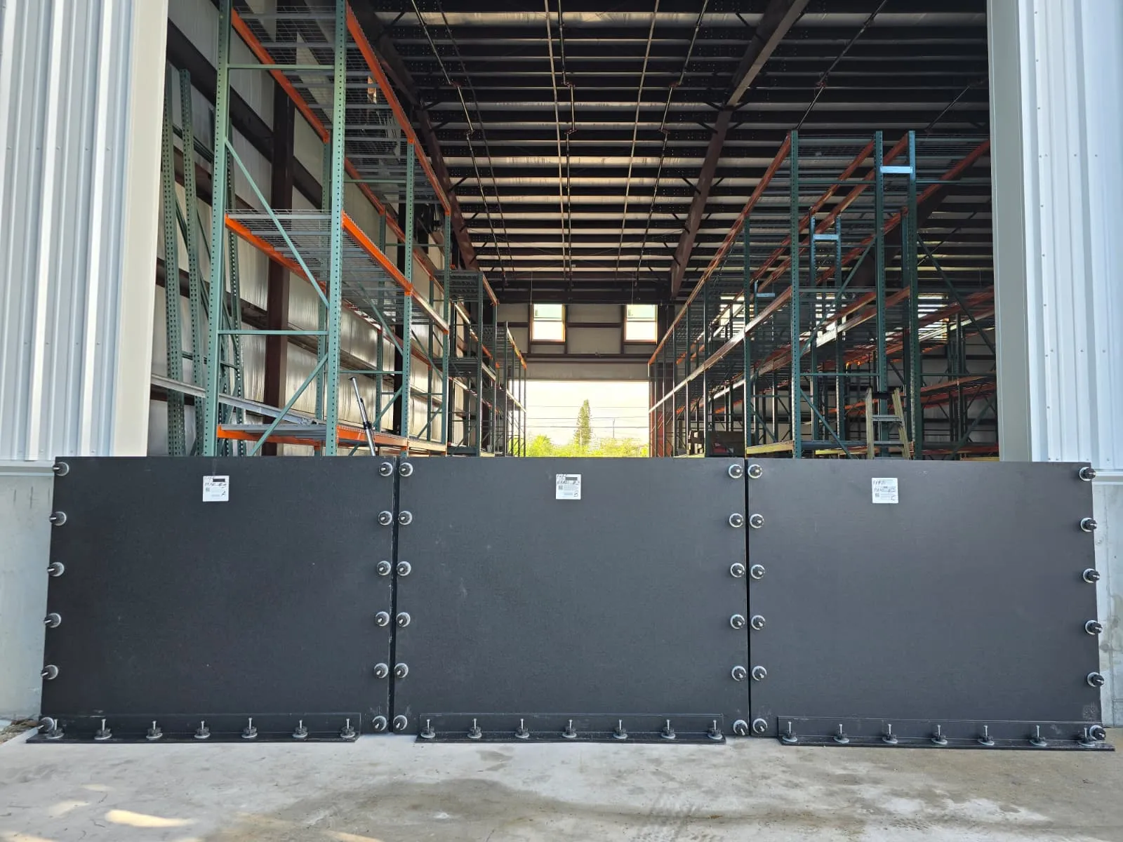 Warehouse flood protection panels