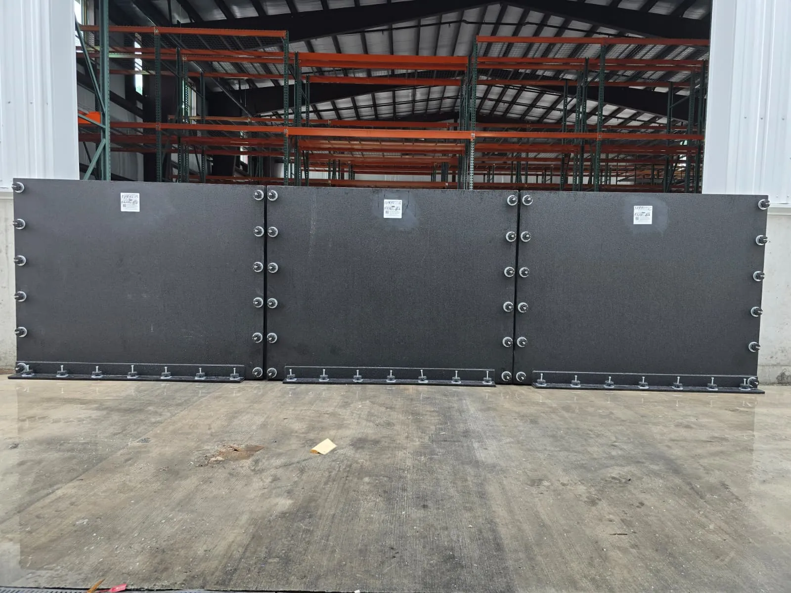 Warehouse flood barrier installation